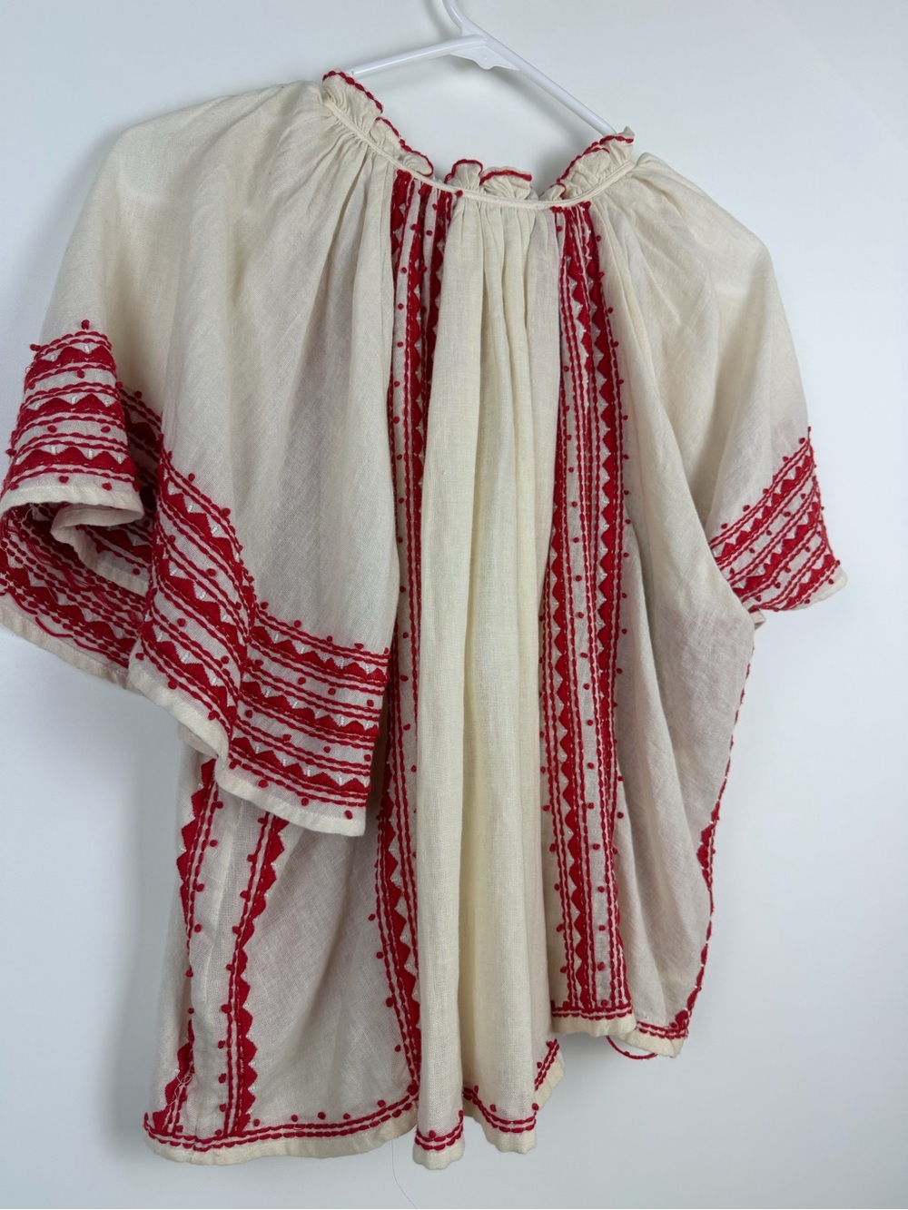 Sea New York Embroidered Peasant Blouse – Ivory/Red | Size Medium - Picture 11 of 13